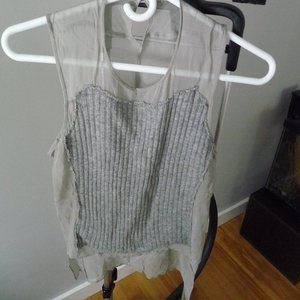 ITALIAN SILK CASHMERE BLEND HIGH LOW HEMLINE BOTH SIDES SPLITS TANK TOP SIZE S